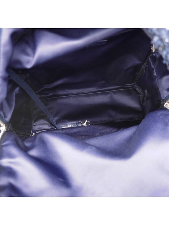 Chanel Backpack Quilted Nylon Tweed Navy Silver main image 5